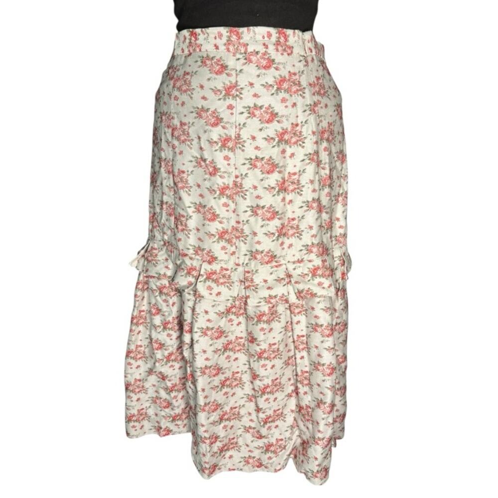 Vtg 90s Floral Cottagecore Boho Midi Skirt Womens Sz 8 Romantic Prairie Coquette